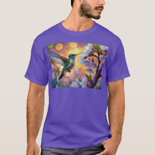 Kersenbloesem Fantasie Zonsopgang Kolibrie T-shirt