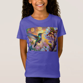 Kersenbloesem Fantasie Zonsopgang Kolibrie T-shirt