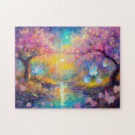 Kersenbloesem Fantasie Zonsopgang Stream Legpuzzel