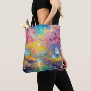 Kersenbloesem Fantasie Zonsopgang Stream Tote Bag