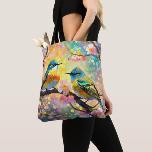 Kersenbloesem Fantasie Zonsopgang Zangvogels Tote Bag