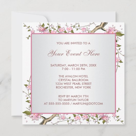 Kersenbloesem Feest voor elke gelegenheid Kaart (Achterkant)