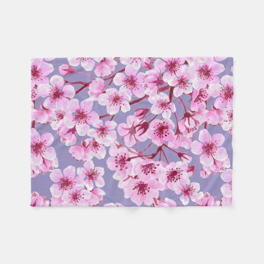 Kersenbloesem Fleece Deken (Voorkant (Horizontaal))