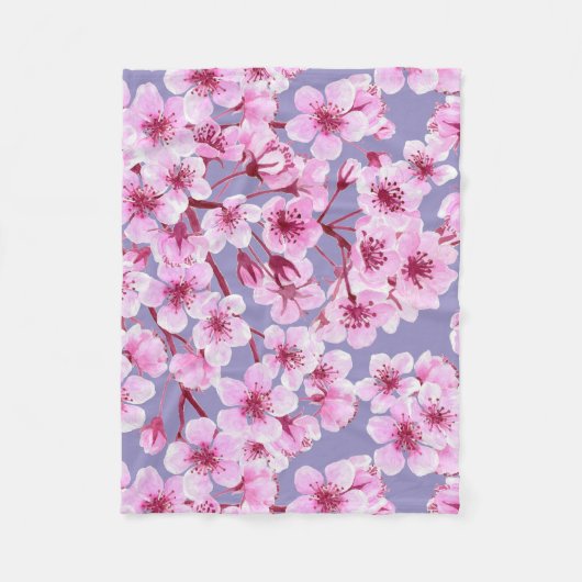 Kersenbloesem Fleece Deken (Voorkant)