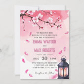 Kersenbloesem Floral Elegante lente roze bruiloft Kaart (Voorkant)