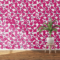 Kersenbloesem Floral Magenta Roze Wit