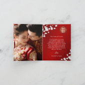 Kersenbloesem foto Chinese bruiloft dank u Bedankkaart (Binnen)