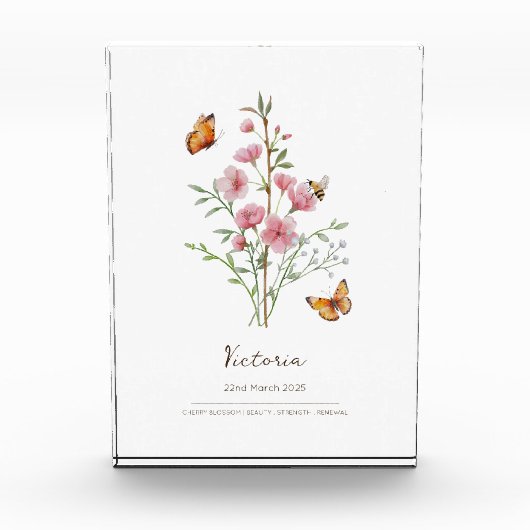 Kersenbloesem Geboortemaand Bloem Fotoblokken (Voorkant)