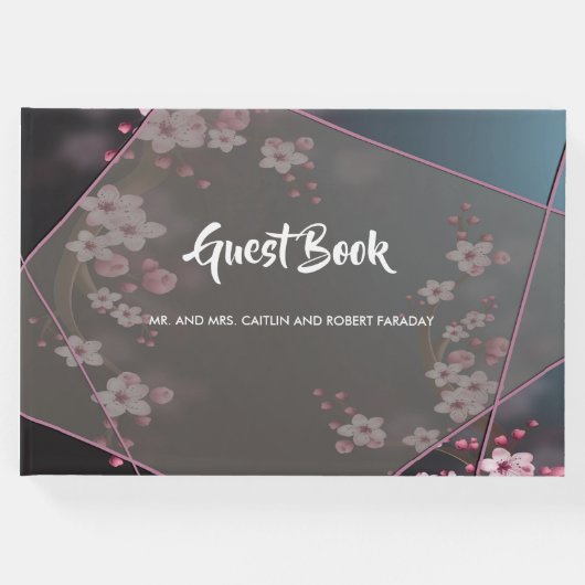 Kersenbloesem geometrische bloemen gastenboek (Voorkant)