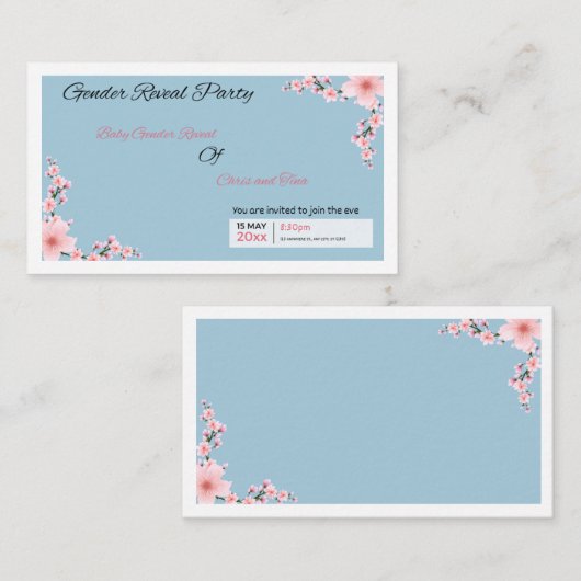 Kersenbloesem Geslacht onthullen Kaart (Voorkant / Achterkant)