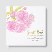 Kersenbloesem hand waterverf bruiloft gastenboek (Voorkant)