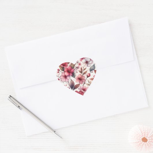 Kersenbloesem Hart Sticker (Envelop)