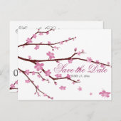 Kersenbloesem Huwelijk Bewaar De Datum Postkaarten Aankondigingskaart (Voorkant / Achterkant)