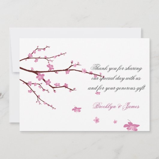 Kersenbloesem Huwelijk Dankkaartjes Bedankkaart (Achterkant)
