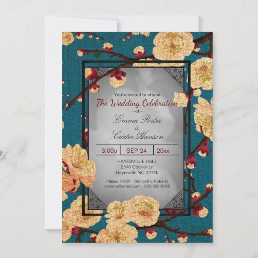  kersenbloesem huwelijksuitnodiging kaart (Voorkant)