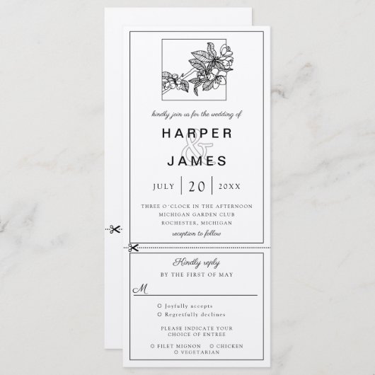 Kersenbloesem huwelijksuitnodiging w rsvp bijgevoe kaart (Voorkant / Achterkant)