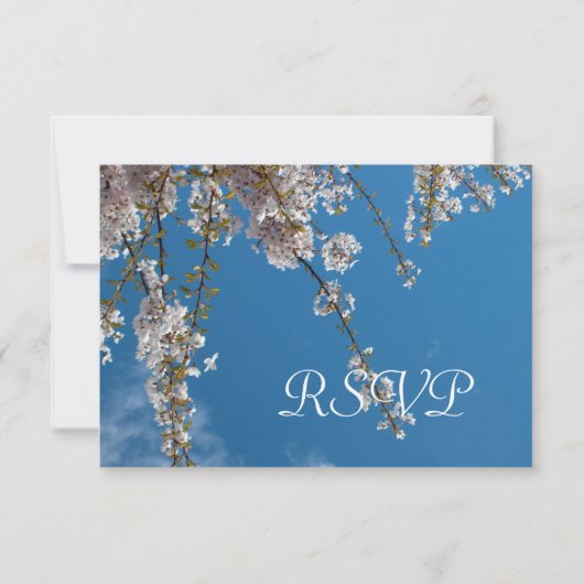 kersenbloesem in blauwe hemel RSVP bruiloft (Achterkant)