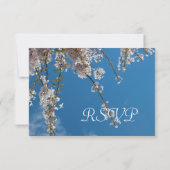 kersenbloesem in blauwe hemel RSVP bruiloft Kaartje (Achterkant)