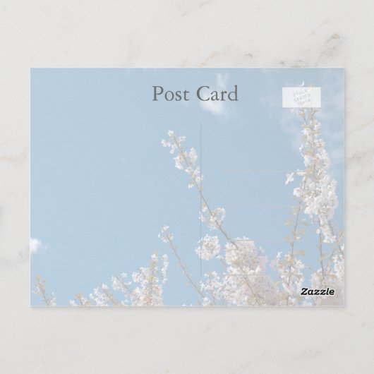 Kersenbloesem in blauwe lucht denken aan jou briefkaart (Achterkant)