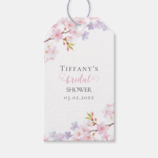Kersenbloesem in bloei Tuin Bruiloftsborrel Cadeaulabel (Voorkant)