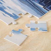 Kersenbloesem in stadsgezicht scène legpuzzel (Zijkant)