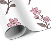 Kersenbloesem inpakpapier - wit patroon (Rol Hoek)