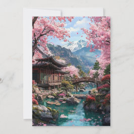 Kersenbloesem Japan Elegant Gouden Trouw Uitnodigi Kaart