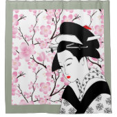 kersenbloesem japanese geisha roze grijs 2 douchegordijn (Voorkant)
