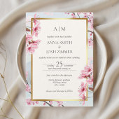 Kersenbloesem Japans Elegant Goud Bruiloft Kaart