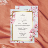 Kersenbloesem Japans Elegant Goud Bruiloft Kaart