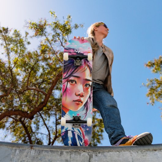 Kersenbloesem Japans Meisje Persoonlijk Skateboard (Buiten 1)