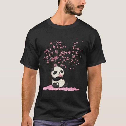 Kersenbloesem Japanse Panda T-shirt (Voorkant)