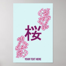 Kersenbloesem kanji Japans schrijven Poster