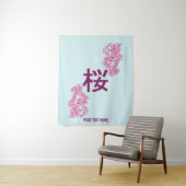 Kersenbloesem kanji Japans schrijven Wandkleed (In situ)