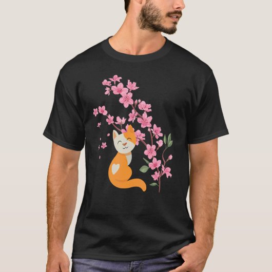 Kersenbloesem Kat Cherryblossom Japanse Bloem T-shirt (Voorkant)