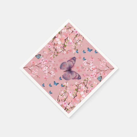 Kersenbloesem & Kleurrijke Vlinders  Servet (Hoek)