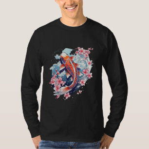 Kersenbloesem Koi Karper Vis Japanse Sakura Grafie T-shirt