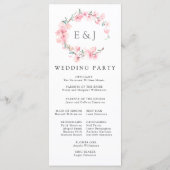 Kersenbloesem krans monogram bruiloft programmakaart (Achterkant)