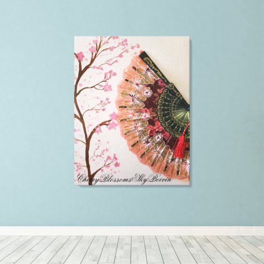 Kersenbloesem kunst canvas afdruk (Insitu (Houten vloer))