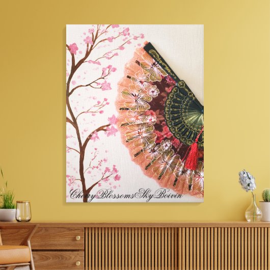 Kersenbloesem kunst canvas afdruk (Insitu (Woonkamer))