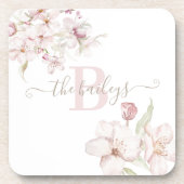 Kersenbloesem Kunststof Onderzetter met Monogram (Voorkant)