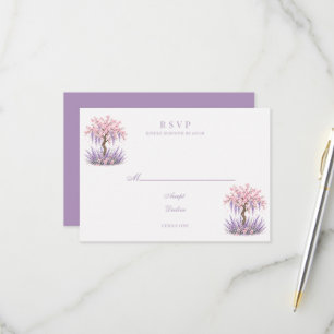 Kersenbloesem Lavendel Boom Bruiloft RSVP Kaartje