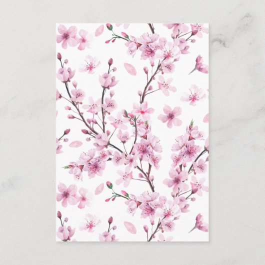 kersenbloesem lente bloem bruiloft info kaart (Achterkant)