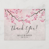 Kersenbloesem lente bloemenbruiloft bedankt briefkaart (Voorkant)