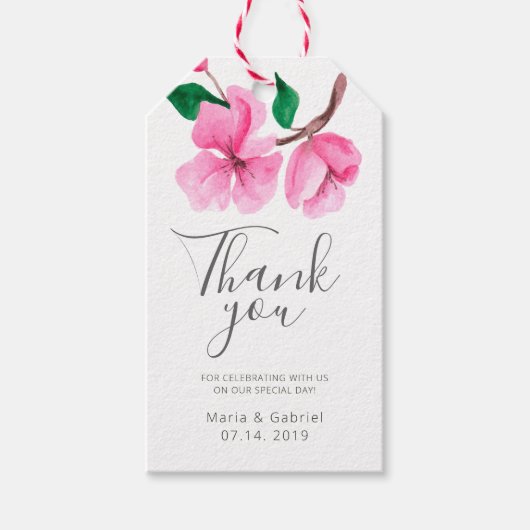 Kersenbloesem. Lente Bruiloft Bedankt Cadeautags Cadeaulabel (Voorkant)