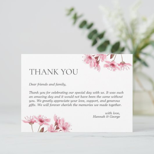 Kersenbloesem lente bruiloft Japans Fuji Modern Bedankkaart (Staand voorkant)