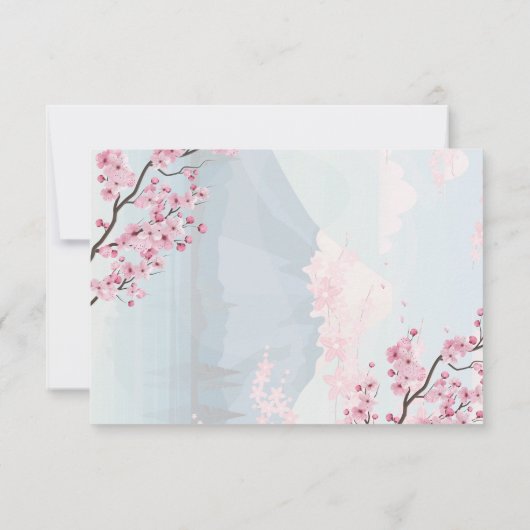 Kersenbloesem lente bruiloft Japans Fuji Modern Bedankkaart (Achterkant)