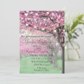 Kersenbloesem lente bruiloft kaart (Staand voorkant)