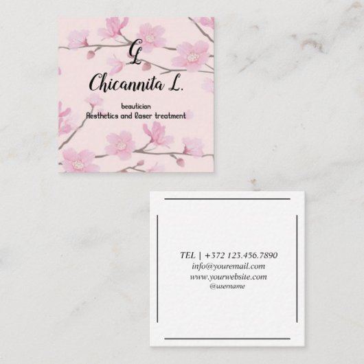 Kersenbloesem Lente Sakura Japans Vierkante Visitekaartje (Voorkant / Achterkant)