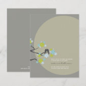 Kersenbloesem Liefdesvogels Huwelijksreceptiekaart Kaart (Voorkant / Achterkant)